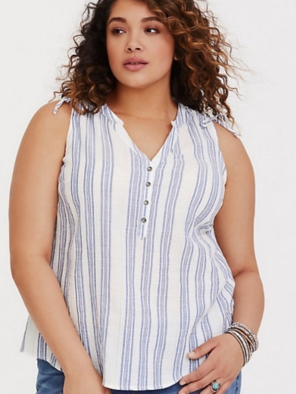 torrid Blue and White Vertical Stripe Sleeveless Top